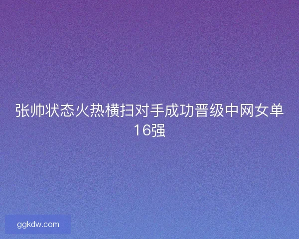 张帅状态火热横扫对手成功晋级中网女单16强