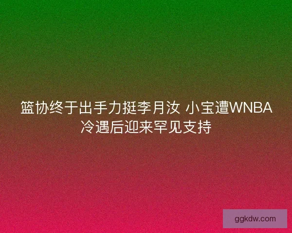 篮协终于出手力挺李月汝 小宝遭WNBA冷遇后迎来罕见支持