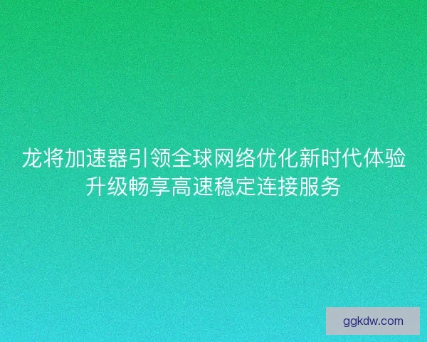 龙将加速器引领全球网络优化新时代体验升级畅享高速稳定连接服务